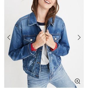 Madewell The Boxy-Crop Jean Jacket Paint Spattered